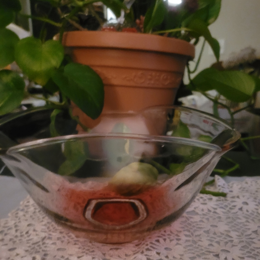 Pink crystal bowl   Frosted 10" bowl